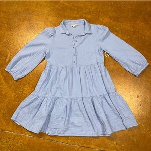 A.n.a. cotton gauze 3/4 sleeve periwinkle blue, tiered babydoll dress sm NWOT